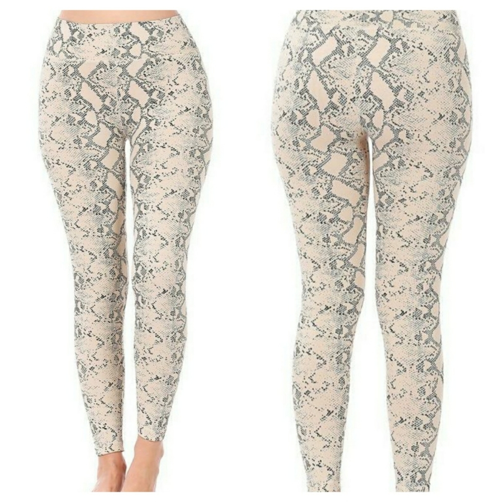 Snake Print Fleece Lined Leggings